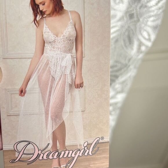 Dreamgirl Women's Teddy and Matching Sheer Wraparound Skirt Large Nwt - Picture 1 of 5